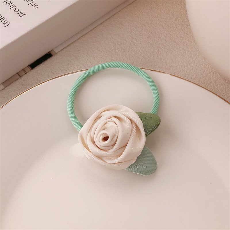 Plaukų juosta su camellia gėle - audinys, rankų darbas Jiaxin, 2024 m. pavasaris, saldi ir elastinga