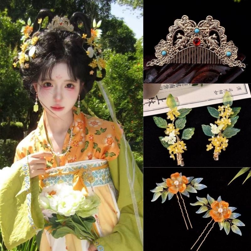 Hanfu etnički stil set dodataka za kosu s resicama — ručno izrađene kopče za kosu od legure, unisex dodatak za glavu, jesen 2025