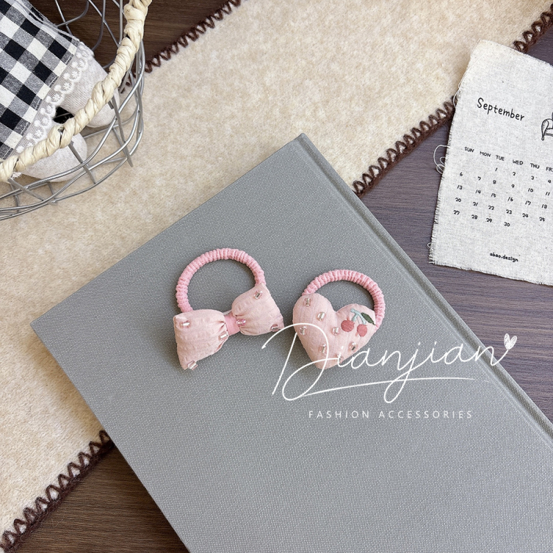 Mergaitėms skirtas plaukų aksesuaras su gėlių kaspinu - audinys, rankų darbo, korėjietiškas stilius, aukštas elastingumas