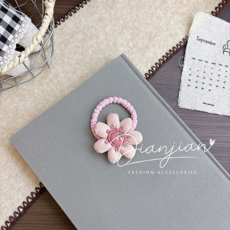 Mergaitėms skirtas plaukų aksesuaras su gėlių kaspinu - audinys, rankų darbo, korėjietiškas stilius, aukštas elastingumas