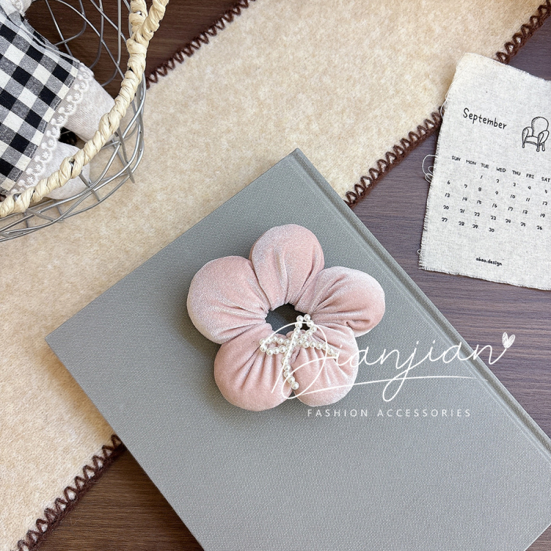 Mergaitėms skirtas plaukų aksesuaras su gėlių kaspinu - audinys, rankų darbo, korėjietiškas stilius, aukštas elastingumas