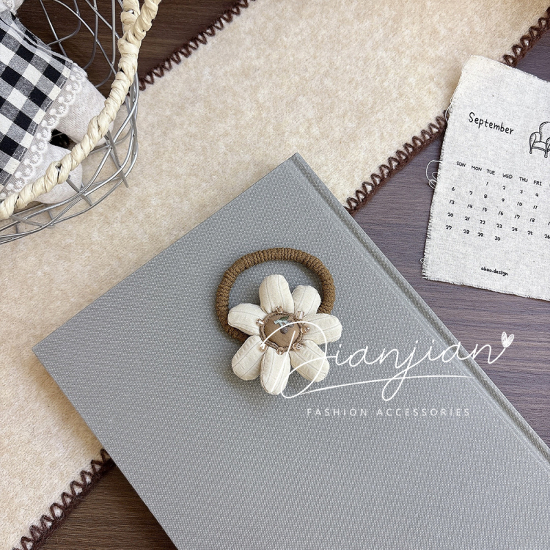 Mergaitėms skirtas plaukų aksesuaras su gėlių kaspinu - audinys, rankų darbo, korėjietiškas stilius, aukštas elastingumas