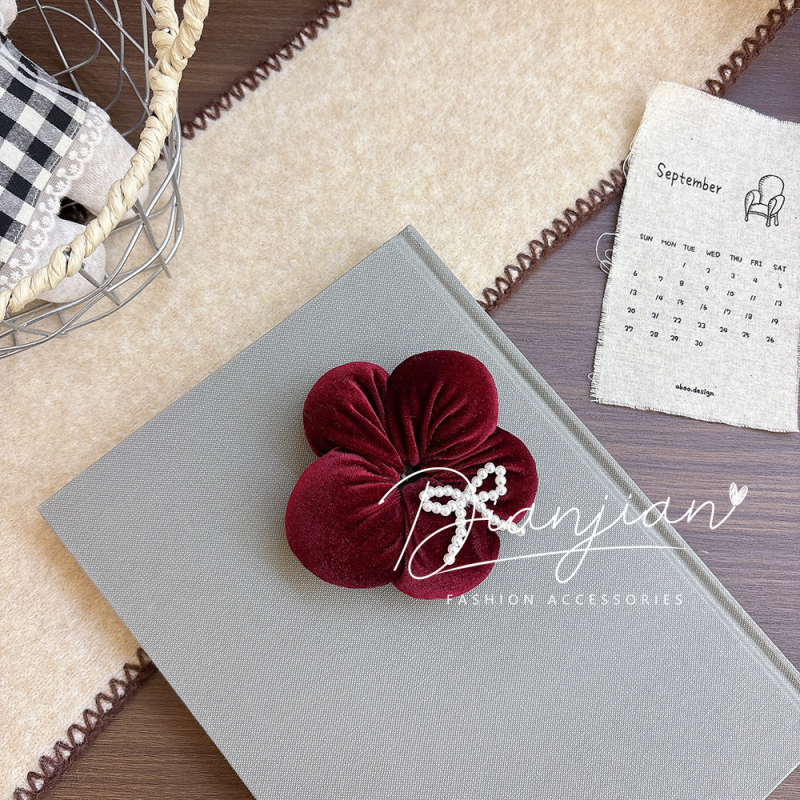 Mergaitėms skirtas plaukų aksesuaras su gėlių kaspinu - audinys, rankų darbo, korėjietiškas stilius, aukštas elastingumas