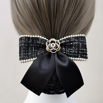 Moters gėlių plaukų aksesuaras su kaspinu ir plaukų tinkleliu, deimantų apdaila, poliesteris, paprastas gėlių stilius, pritaikomas profesionaliems šukuosenoms