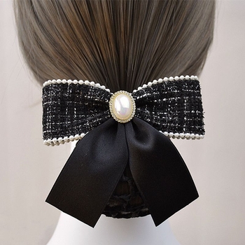 Moters gėlių plaukų aksesuaras su kaspinu ir plaukų tinkleliu, deimantų apdaila, poliesteris, paprastas gėlių stilius, pritaikomas profesionaliems šukuosenoms