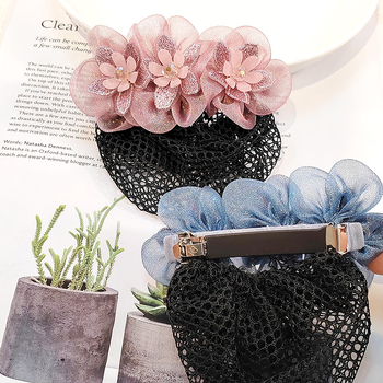 Щипка за коса от коприна прежда с ръчно изработено текстилно цвете, пружинен клип — стил: японско-корейско вдъхновение; модел HY2304203; марка Flowers and Jin