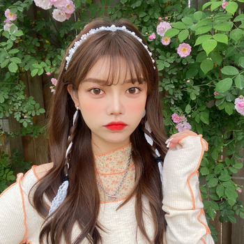 Bandă pentru păr cu perle și dantelă, pentru femei, funda, stil japonez-coreean, material: Altul