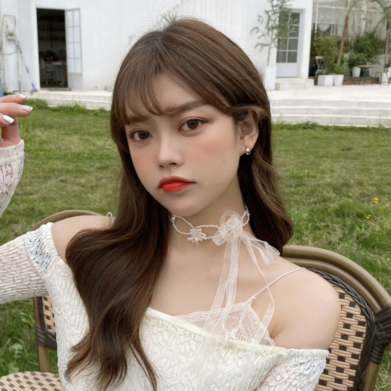 Bandă pentru păr cu perle și dantelă, pentru femei, funda, stil japonez-coreean, material: Altul