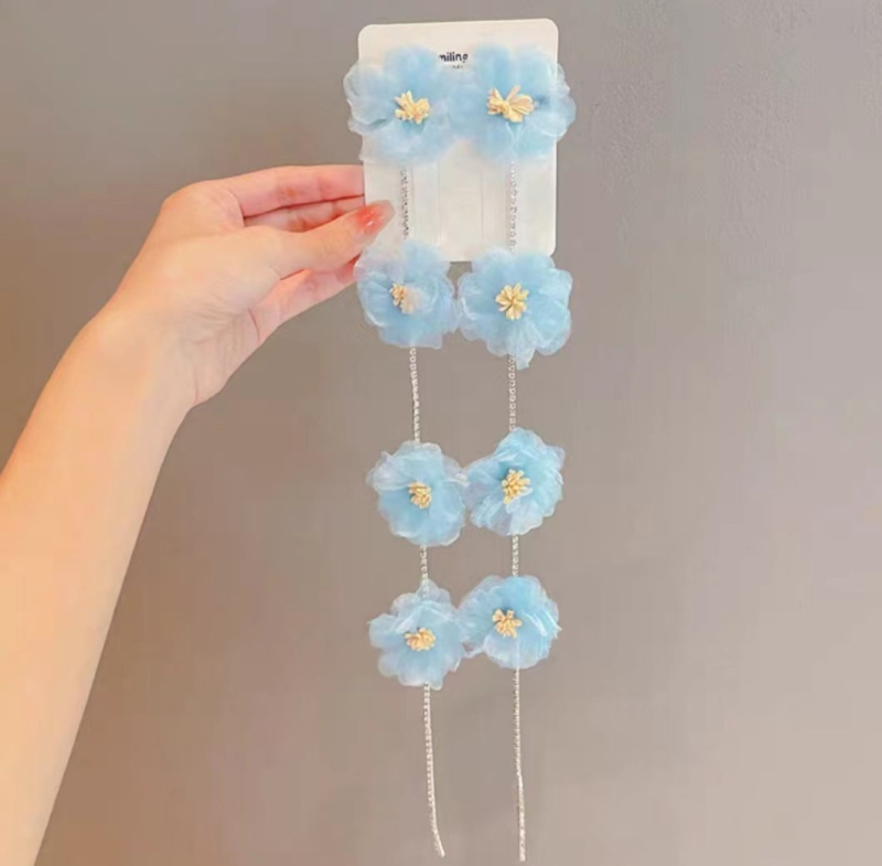 Dječji dodatak za kosu s perlama i pletenim lancem, mašnicom i resicama (Materijal: miješani materijali; Stil: sladak; za djecu; Obrada: ručno pleteno)