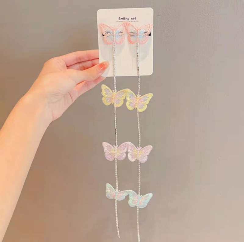 Dječji dodatak za kosu s perlama i pletenim lancem, mašnicom i resicama (Materijal: miješani materijali; Stil: sladak; za djecu; Obrada: ručno pleteno)