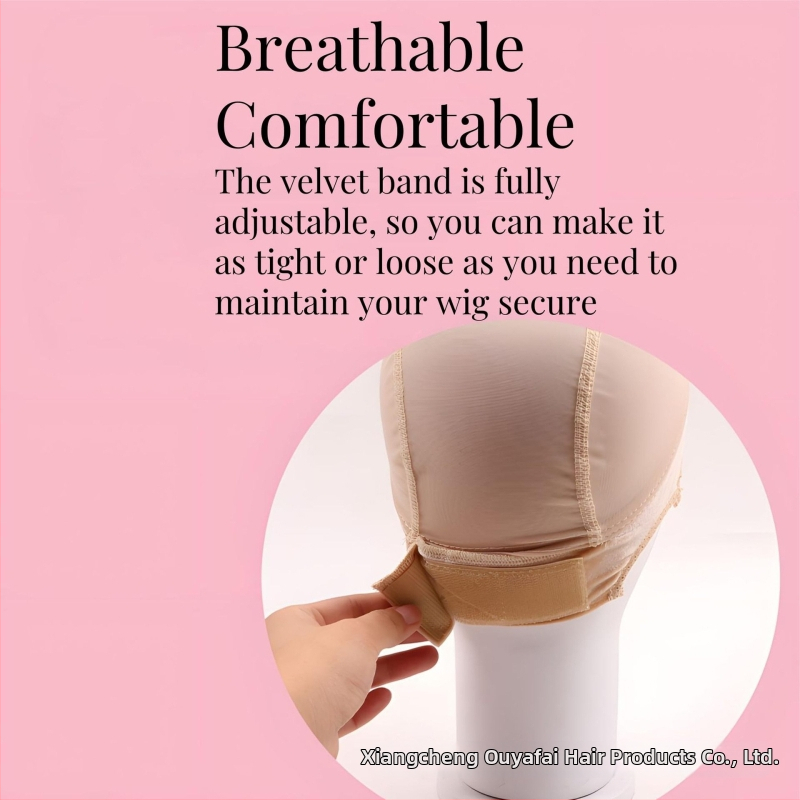 Paruková sieťová čiapka s velúr čipkou, U-tvarovaný kupolový dizajn, funkcia obopínania vlasov, 20 g
