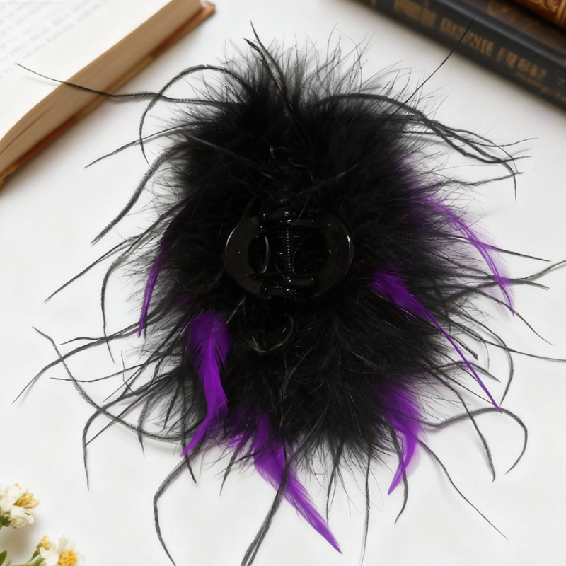 Klip za kosu s perjem, u obliku ajkule, ručno pleten, individualno pakiran, jesenski 2025