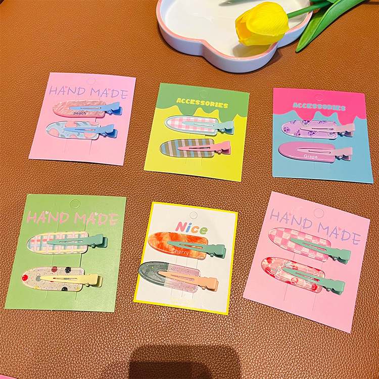 2-dijelne besprijekorne klipse za kosu od akrila, ručno izrađene, sladak stil, proljeće 2024