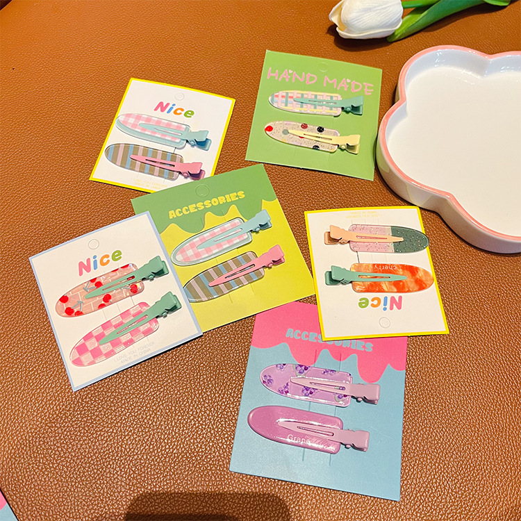 2-dijelne besprijekorne klipse za kosu od akrila, ručno izrađene, sladak stil, proljeće 2024