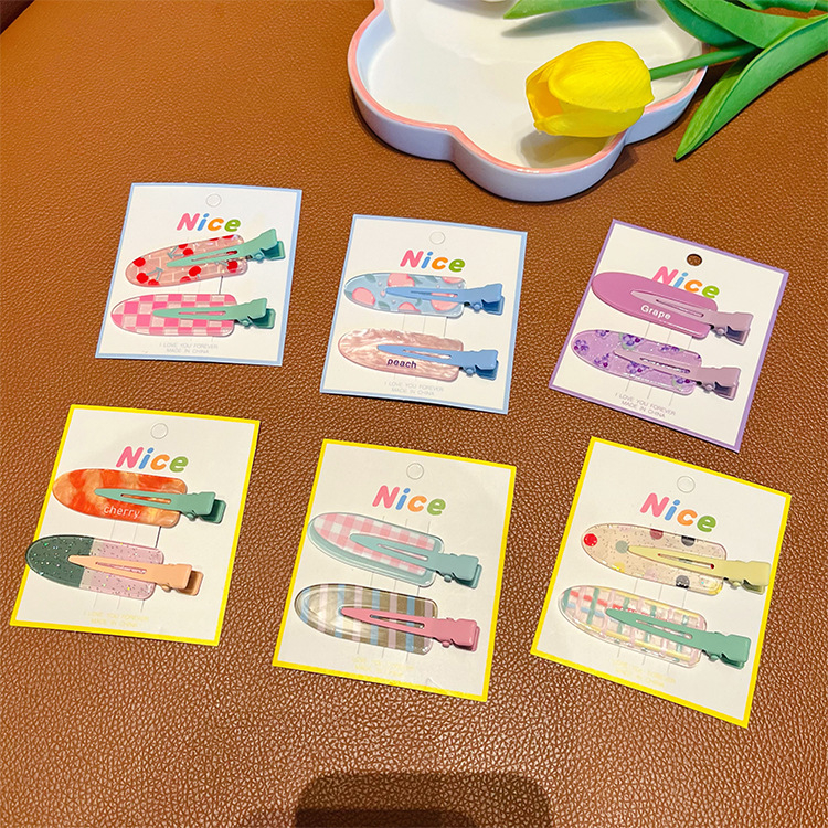 2-dijelne besprijekorne klipse za kosu od akrila, ručno izrađene, sladak stil, proljeće 2024