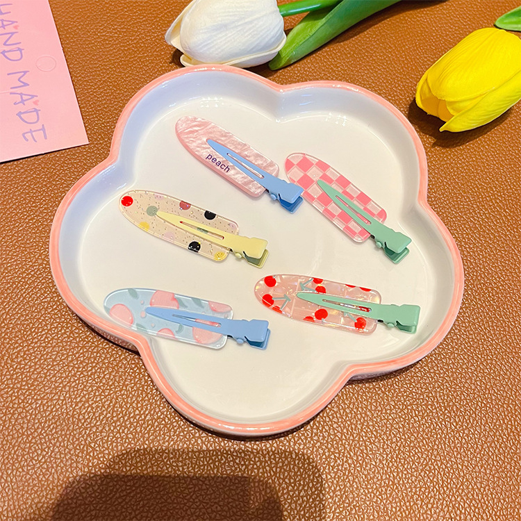 2-dijelne besprijekorne klipse za kosu od akrila, ručno izrađene, sladak stil, proljeće 2024