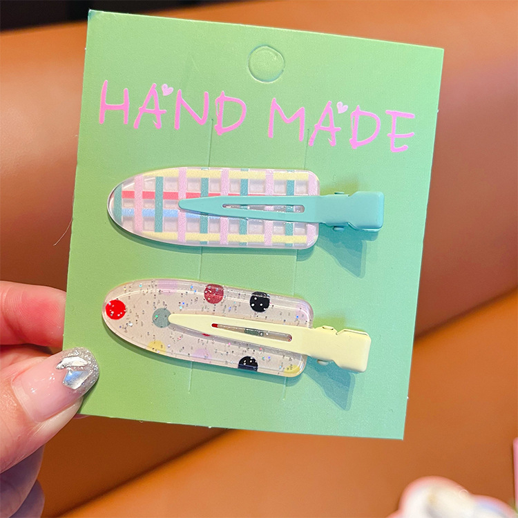 2-dijelne besprijekorne klipse za kosu od akrila, ručno izrađene, sladak stil, proljeće 2024