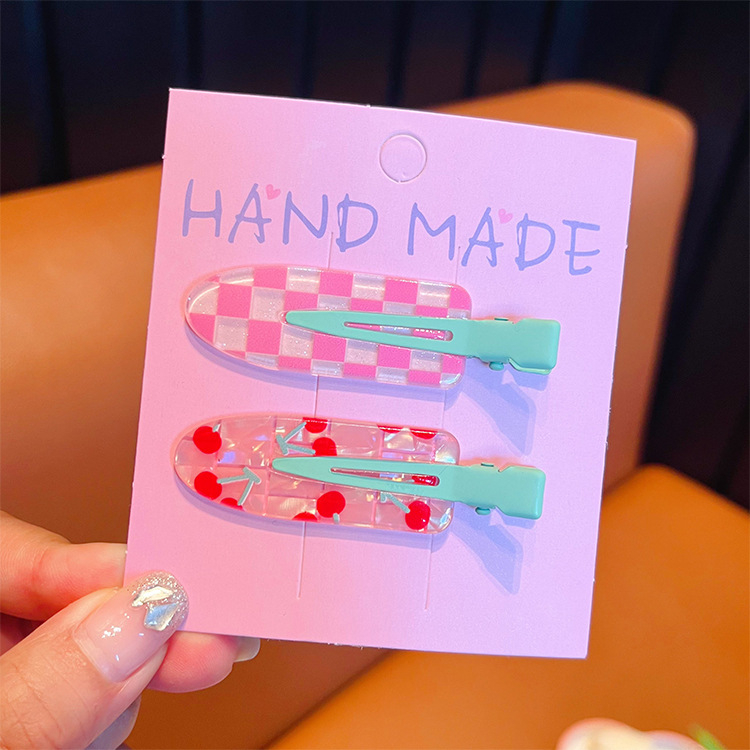 2-dijelne besprijekorne klipse za kosu od akrila, ručno izrađene, sladak stil, proljeće 2024