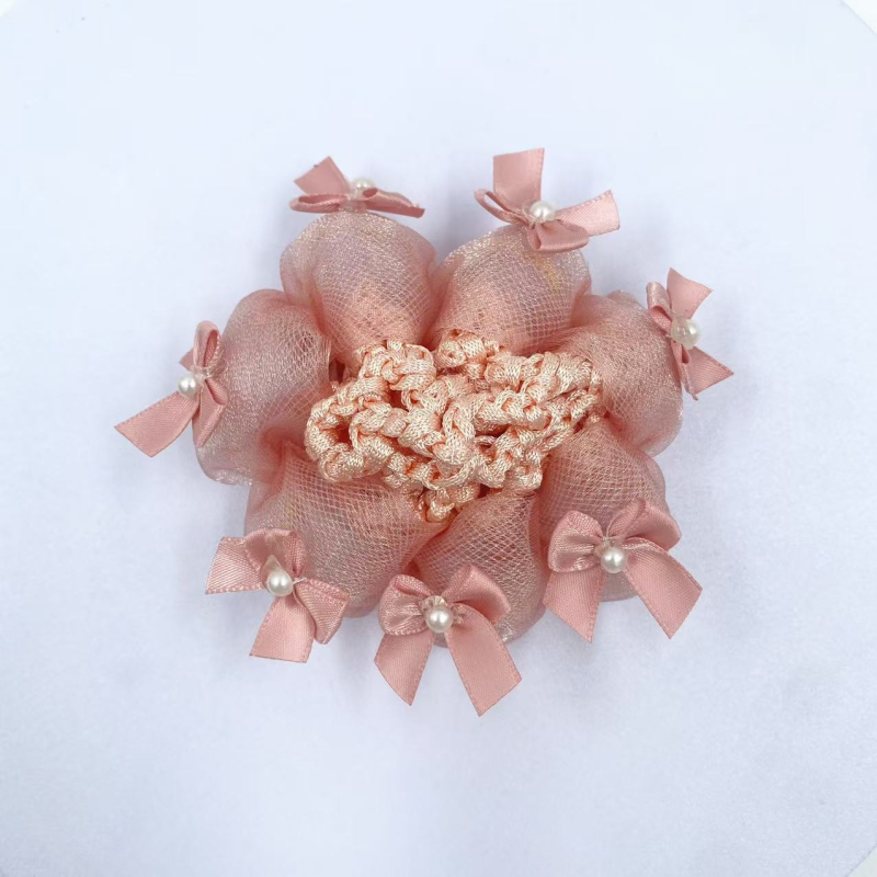 Инструмент за кок със мрежеста лента, ръчно изработено, корейски стил, полиестерно влакно, за деца, лято 2025