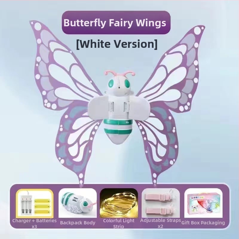 Elektriskie tauriņu spārni ar krāsainiem gaismas efektiem un skaņas efektiem, kustīgs luminescējošs muguras aksesuārs meitenēm, plastmasas interaktīvā rotaļlieta 4–6 gadi