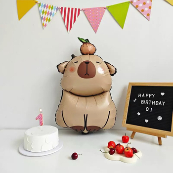 Μπαλόνι από αλουμινόφυλλο με σχέδιο καπιμπάρα για διακόσμηση παιδικών γενεθλίων