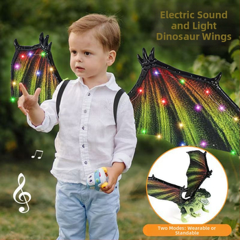 Електрически светещи драконски крила – играчка за деца, движи се и свети, пластмаса, за възраст 4–6 години