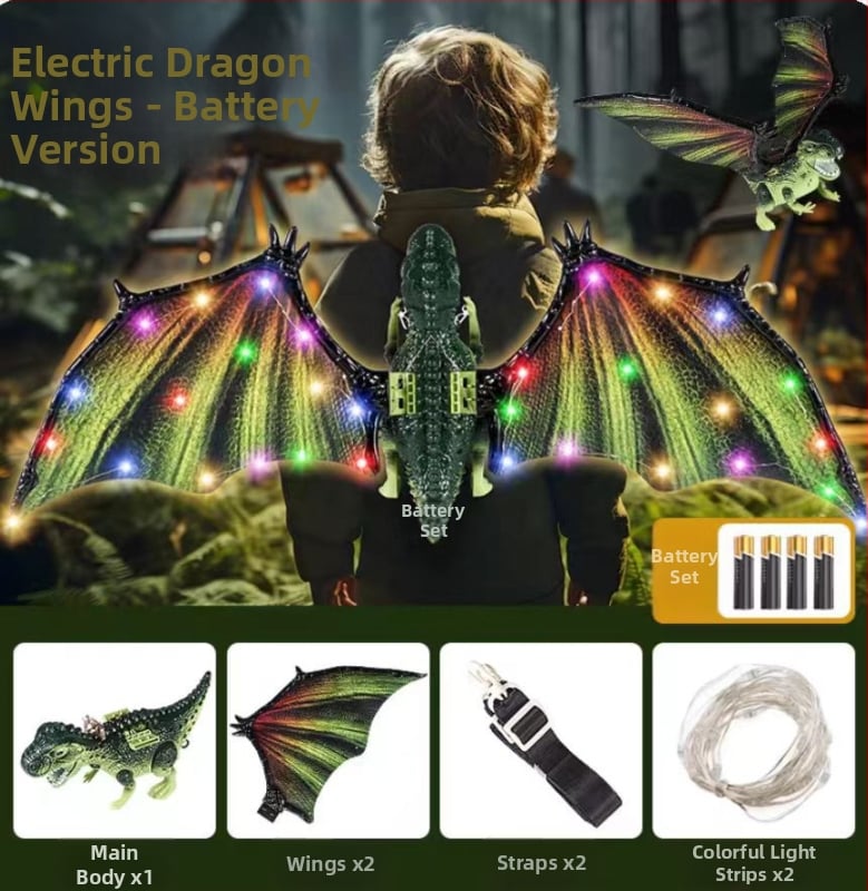 Електрически светещи драконски крила – играчка за деца, движи се и свети, пластмаса, за възраст 4–6 години