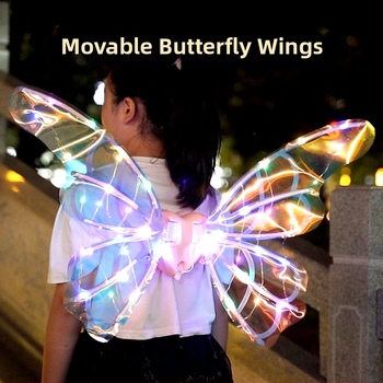 Светещи електрически крила на пеперуда за деца — подвижни крила със светлина и музика, пластмасова задна украса; за възраст 4–6 г.; 3C сертифициран (код 2023182202042649)