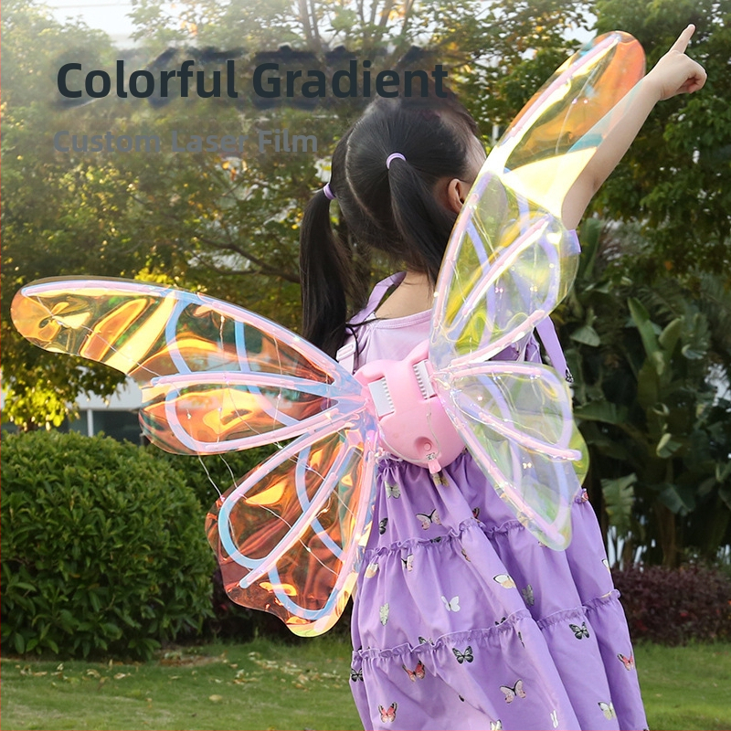 Svetielkové elektrické krídla motýľa pre deti — pohyblivé krídla so svetlom a hudbou, plastová dekorácia na chrbte, vek 4–6 rokov, 3C certifikované (kód 2023182202042649)