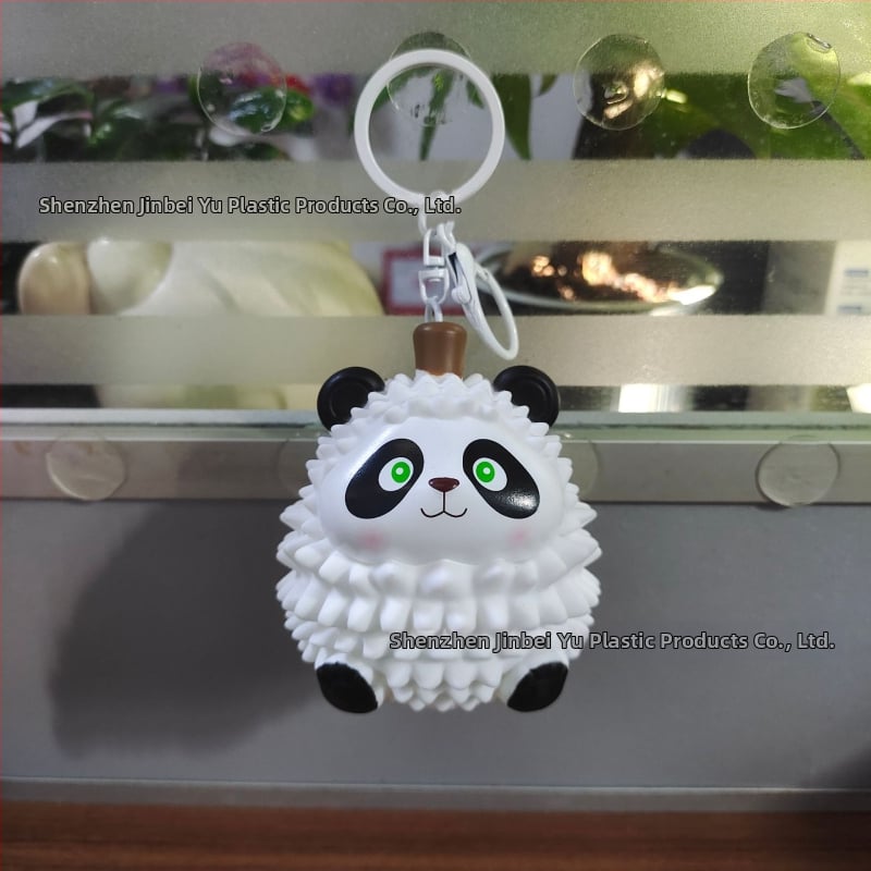 Gaismas atslēgu piekariņš ar panda-durian figūru, patīkama augļu sērija, materiāls viskoze, iepakojums OPP maisiņā, piemērots vecuma diapazonam 15–35 gadi