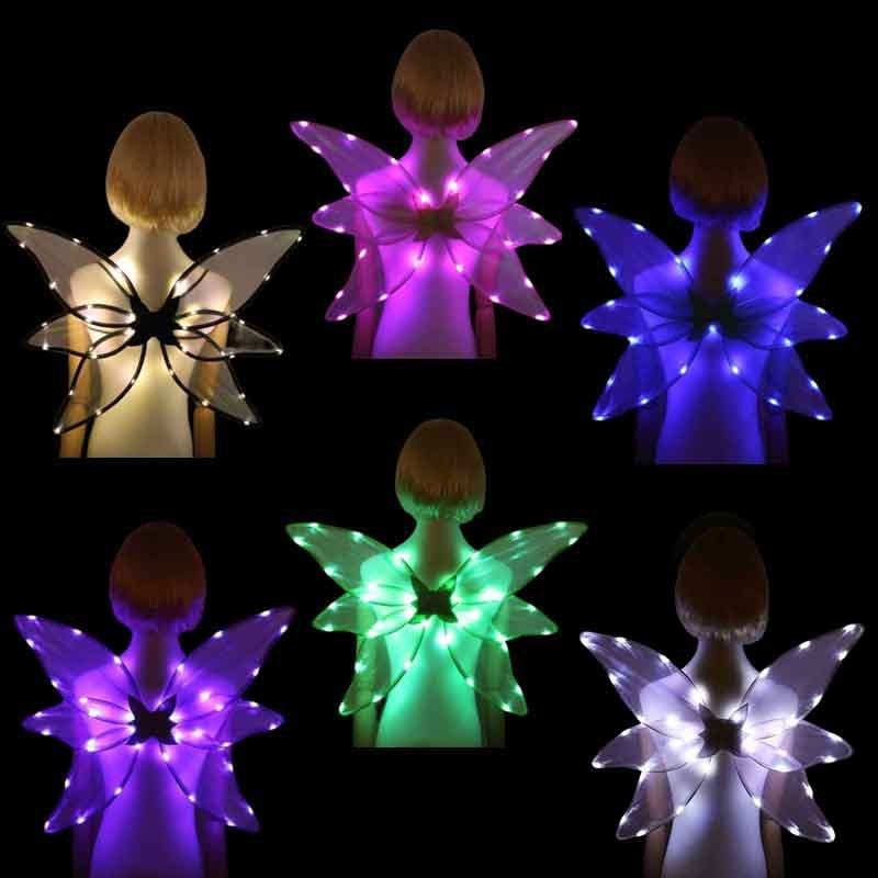 Φτερά Ξωτικού για Κοστούμι, Λαμπερά με Ενσωματωμένα Φώτα, Σετ 6, Ραμμένα, Προσαρμόσιμα