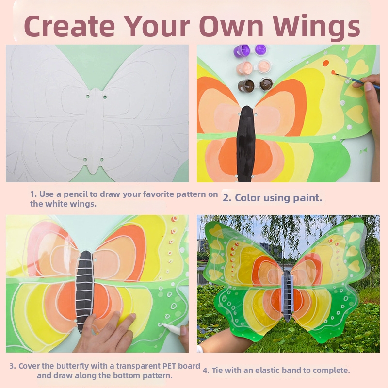 Χειροποίητο αξεσουάρ φτερού πεταλούδας με φώτα, με κίνηση φτερών, εκπαιδευτικό αξεσουάρ μεταμφίεσης για παιδιά