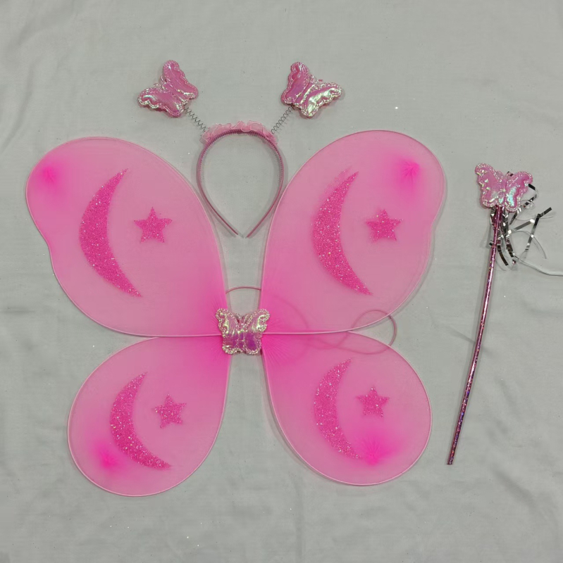 Aripi de înger pentru copii, accesorii de machiaj, lucrate manual, set de trei piese cu curea pentru spate