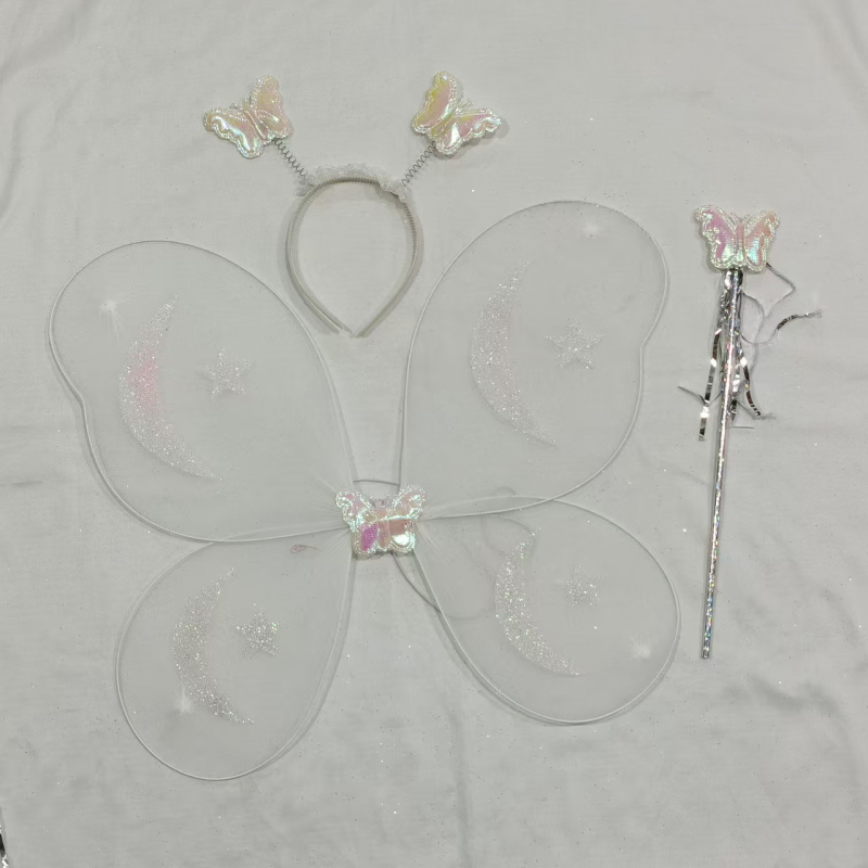 Aripi de înger pentru copii, accesorii de machiaj, lucrate manual, set de trei piese cu curea pentru spate