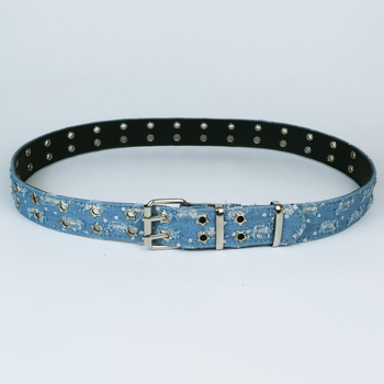 Ženski džinsasti kaiš s kopčom od legure, kopča na iglu, uski širina (<2 cm), originalni dizajn, proljeće 2025, vezenje i prorezani detalji