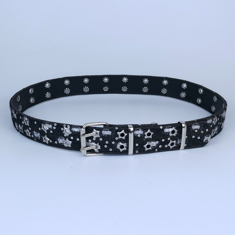 Ženski džinsasti kaiš s kopčom od legure, kopča na iglu, uski širina (<2 cm), originalni dizajn, proljeće 2025, vezenje i prorezani detalji