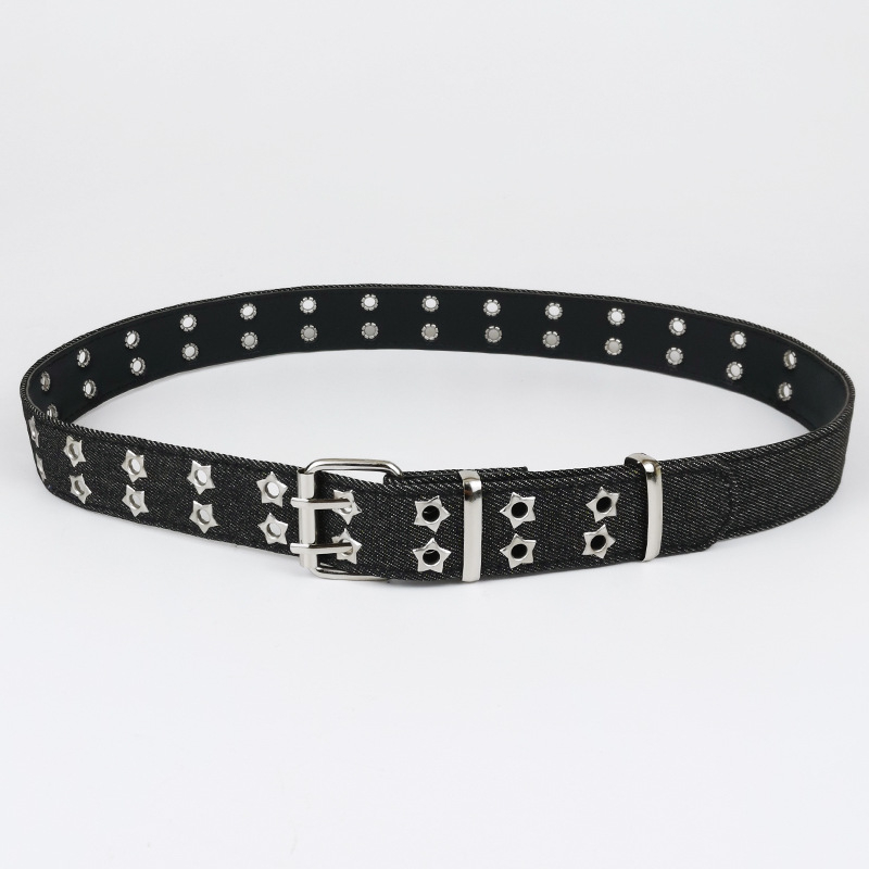 Ženski džinsasti kaiš s kopčom od legure, kopča na iglu, uski širina (<2 cm), originalni dizajn, proljeće 2025, vezenje i prorezani detalji