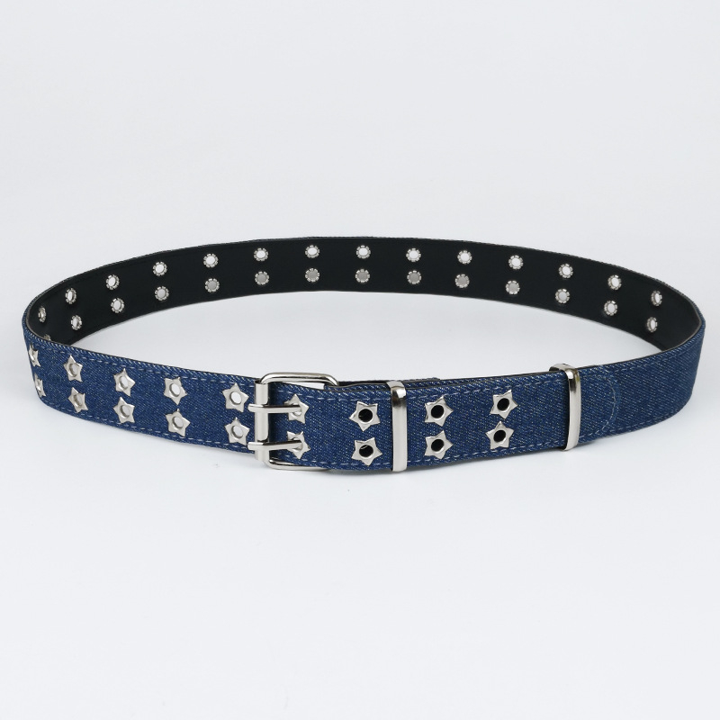 Ženski džinsasti kaiš s kopčom od legure, kopča na iglu, uski širina (<2 cm), originalni dizajn, proljeće 2025, vezenje i prorezani detalji