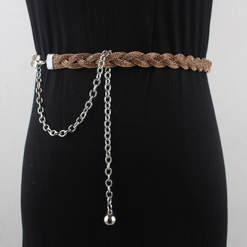 Korejski stil kaiš za struk lančasti pojas s rhinestones ukrasom, metalni materijal, kopča od legure, zatvarač s iglom, proljeće 2025, podrijetlo Guangzhou
