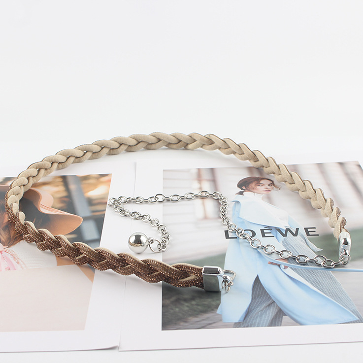 Korejski stil kaiš za struk lančasti pojas s rhinestones ukrasom, metalni materijal, kopča od legure, zatvarač s iglom, proljeće 2025, podrijetlo Guangzhou