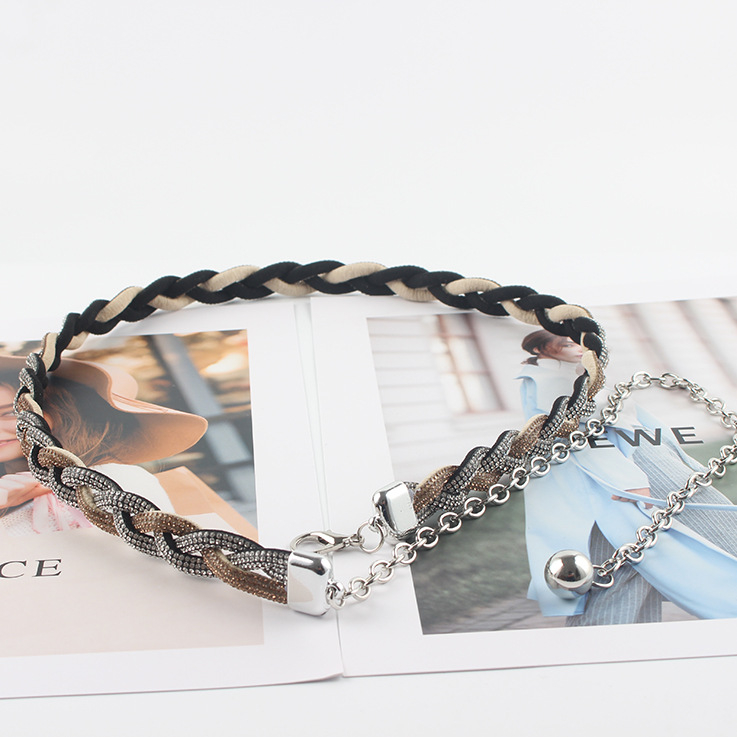 Korejski stil kaiš za struk lančasti pojas s rhinestones ukrasom, metalni materijal, kopča od legure, zatvarač s iglom, proljeće 2025, podrijetlo Guangzhou