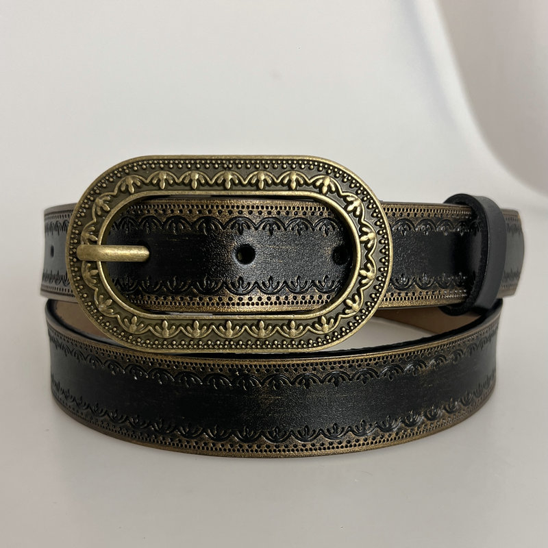 Curea pentru femei din piele PU cu cataramă din aliaj, stil vintage artistic, vară 2025