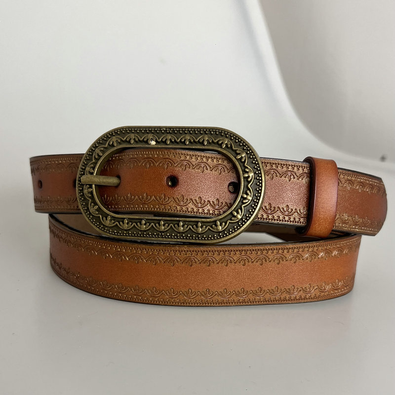 Curea pentru femei din piele PU cu cataramă din aliaj, stil vintage artistic, vară 2025