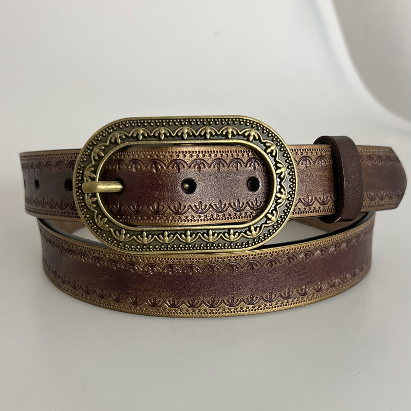 Curea pentru femei din piele PU cu cataramă din aliaj, stil vintage artistic, vară 2025