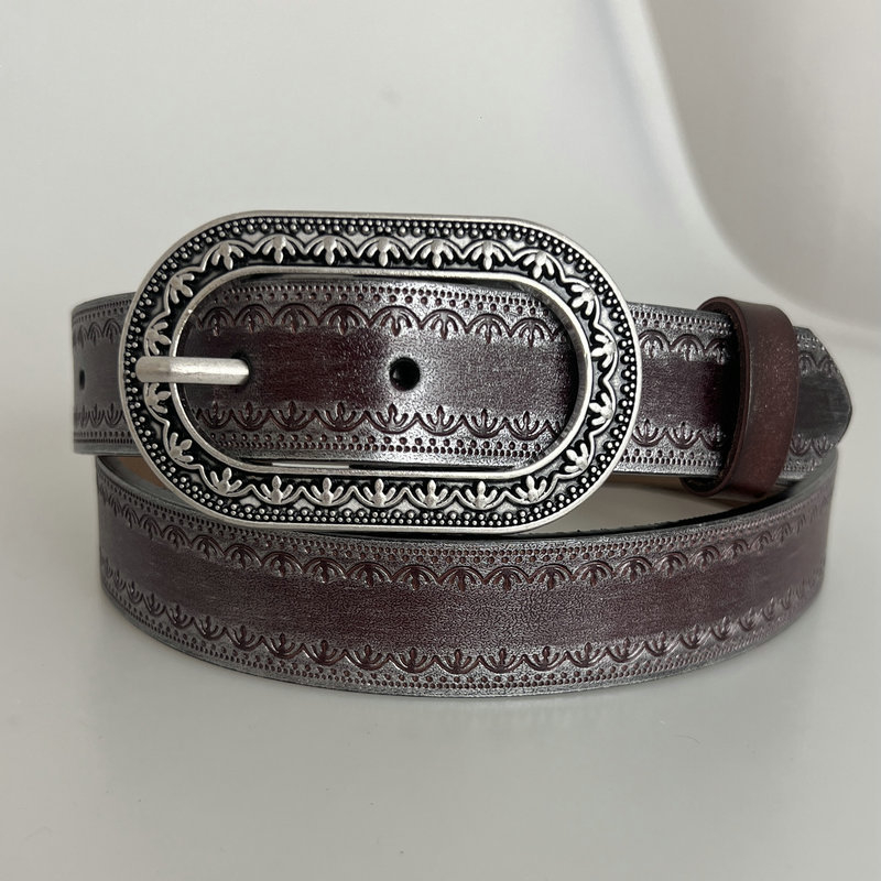 Curea pentru femei din piele PU cu cataramă din aliaj, stil vintage artistic, vară 2025