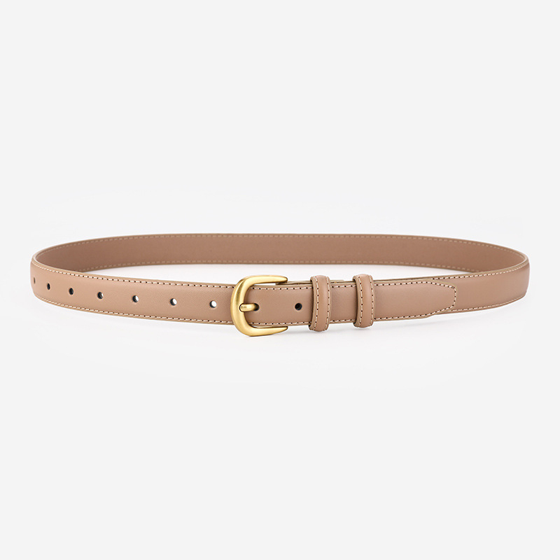 Ženski kaiš od prave kože, kopča od legiranog metala, zaključavanje s pinom, širina 2–4 cm, svestran, casual i uredski stil
