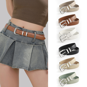 Ženski kaiš od PU kože, tanak, kopča od legure, višebojan, casual stil, pogodan za suknje i traperice, duljina 110–120 cm, korejskog stila