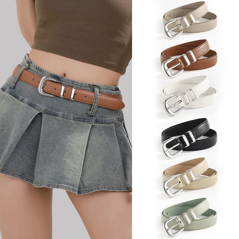 Ženski kaiš od PU kože, tanak, kopča od legure, višebojan, casual stil, pogodan za suknje i traperice, duljina 110–120 cm, korejskog stila