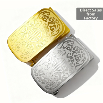 Automaatne vööklammer, terasest, ristkülikukujuline, lillemustriga, meestele