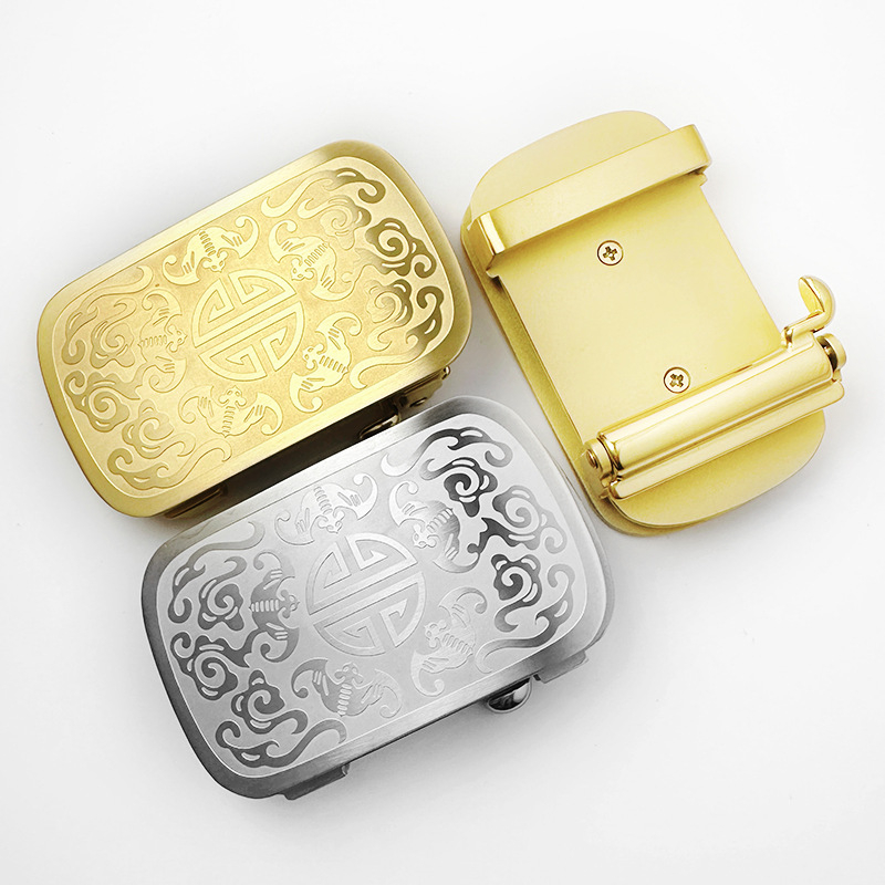 Automaatne vööklammer, terasest, ristkülikukujuline, lillemustriga, meestele